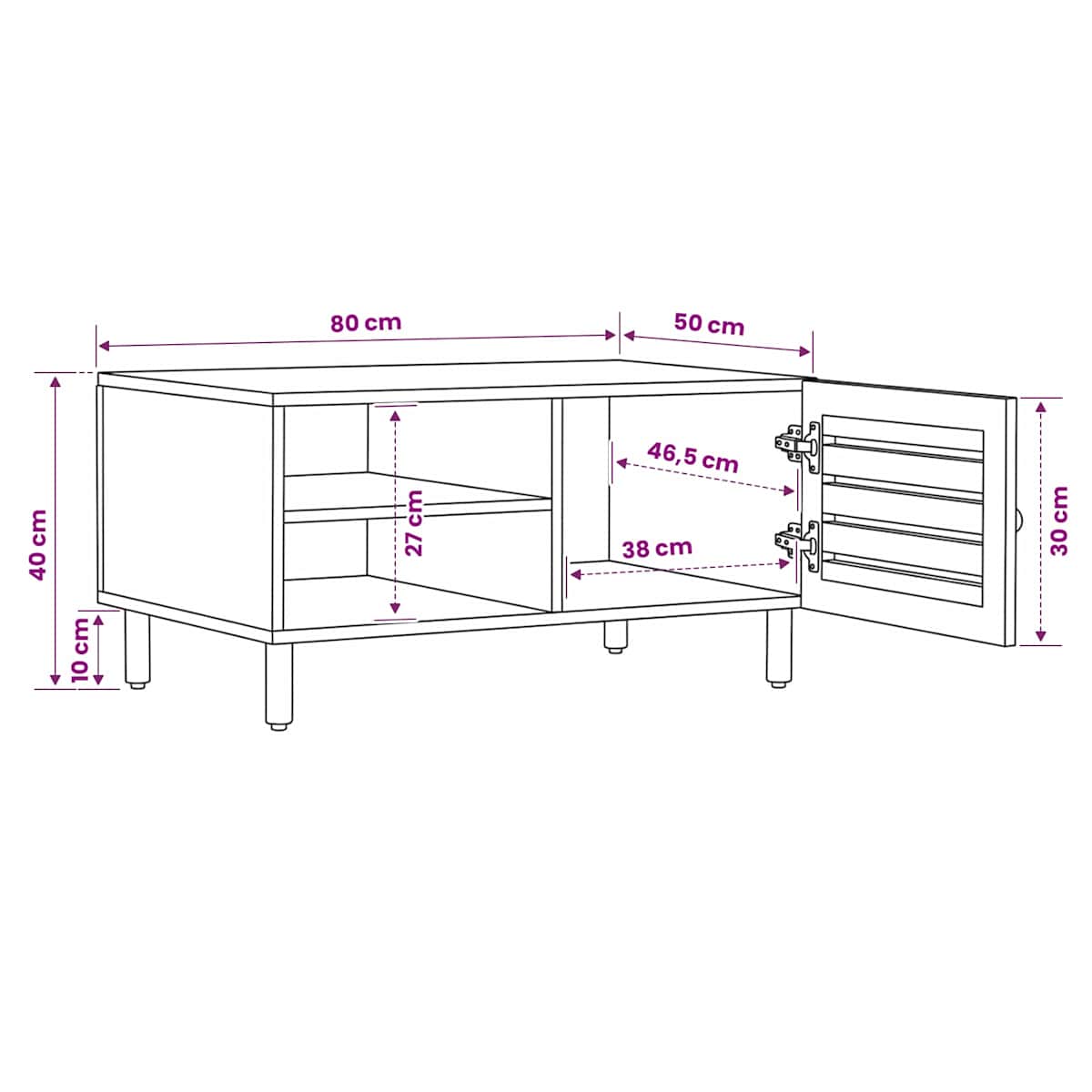 Sofabord Naturfarvet 80 x 50 x 40 cm Massivt mangotræ - Billede 10