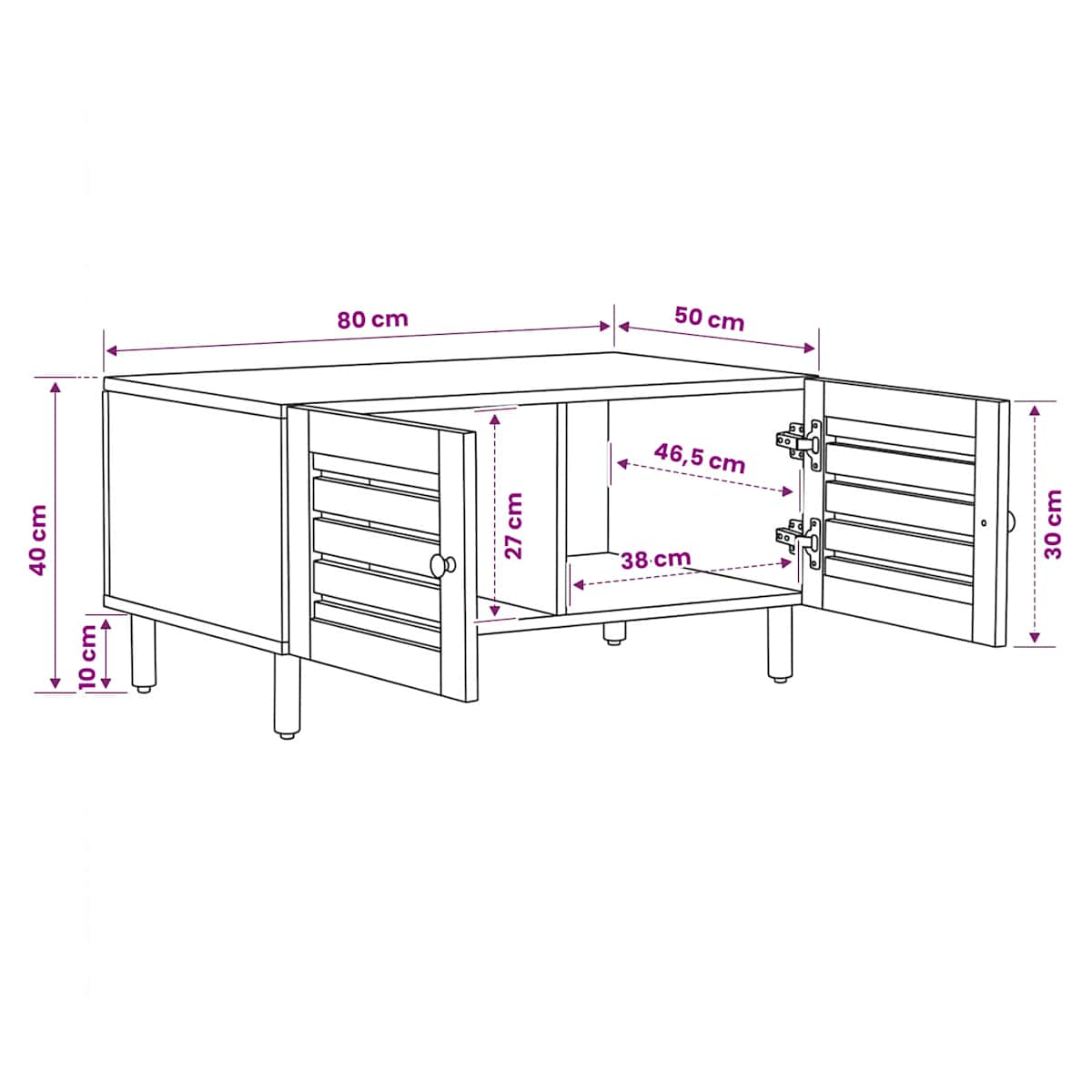 Sofabord Naturfarvet 80 x 50 x 40 cm Massivt mangotræ - Billede 9