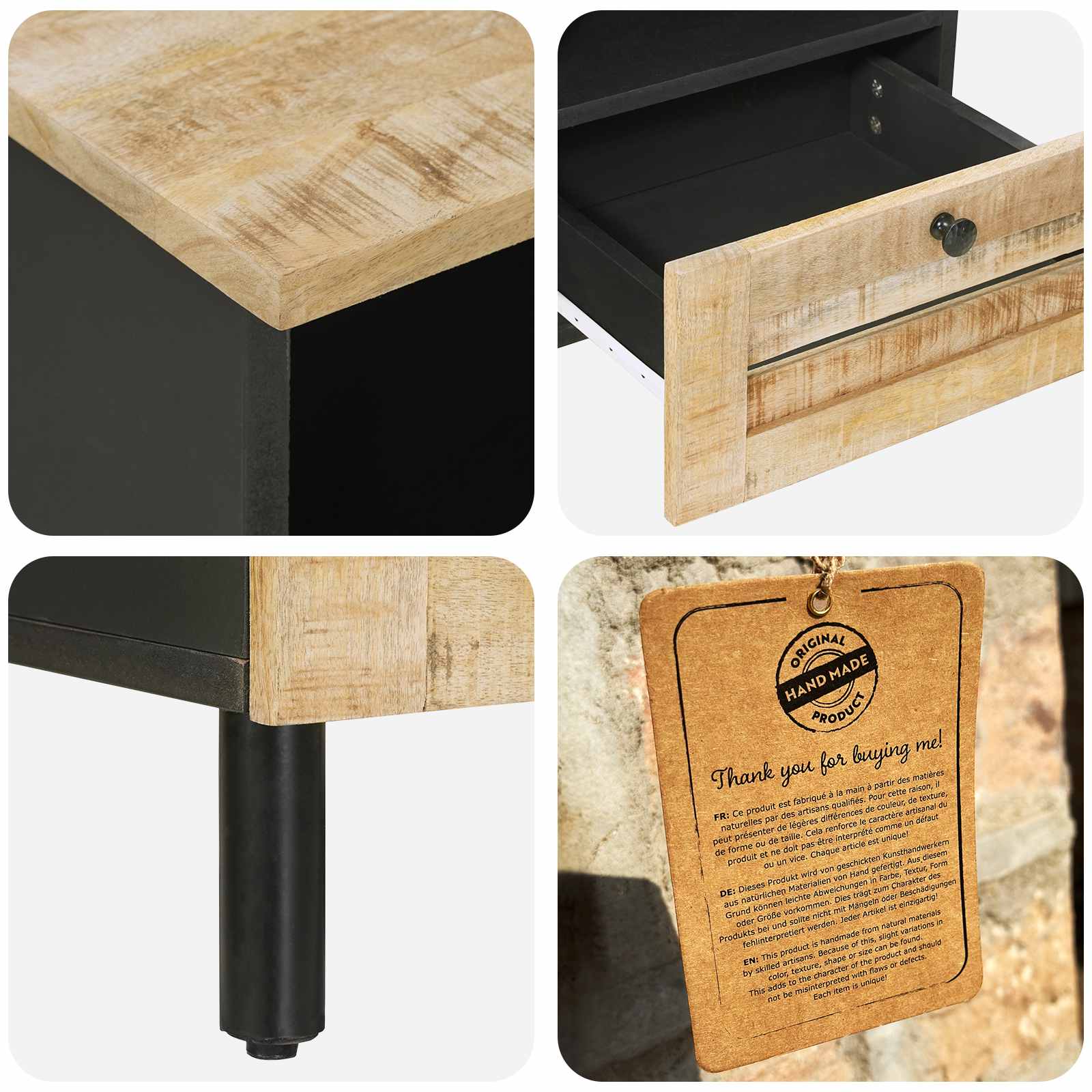 Nachtkastje 2 pcs Bruin 40 x 33 x 46 cm Massief Mango Hout image 7
