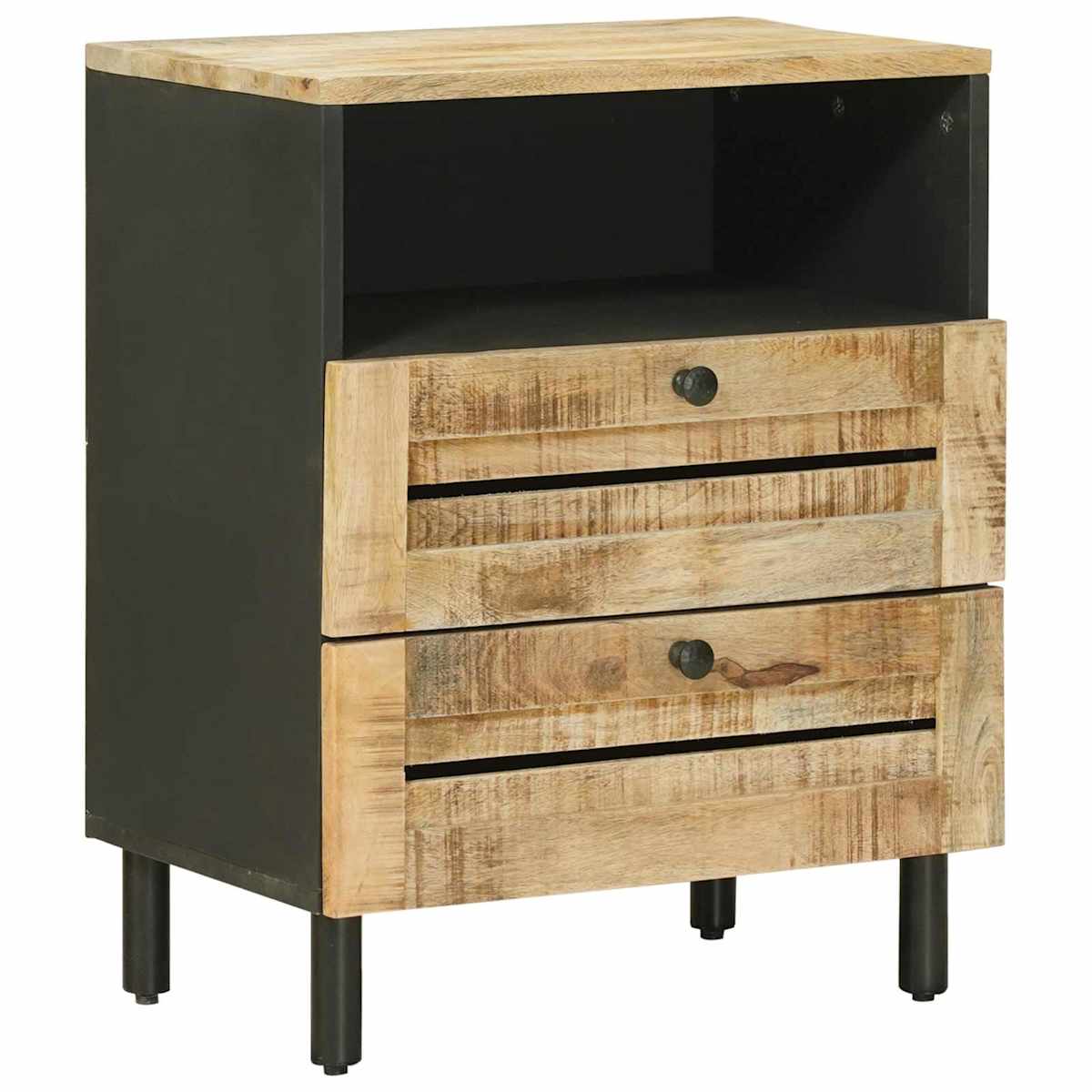 Sengebord Brun og sort 50 x 33 x 60 cm Massivt mangotræ - Billede 2