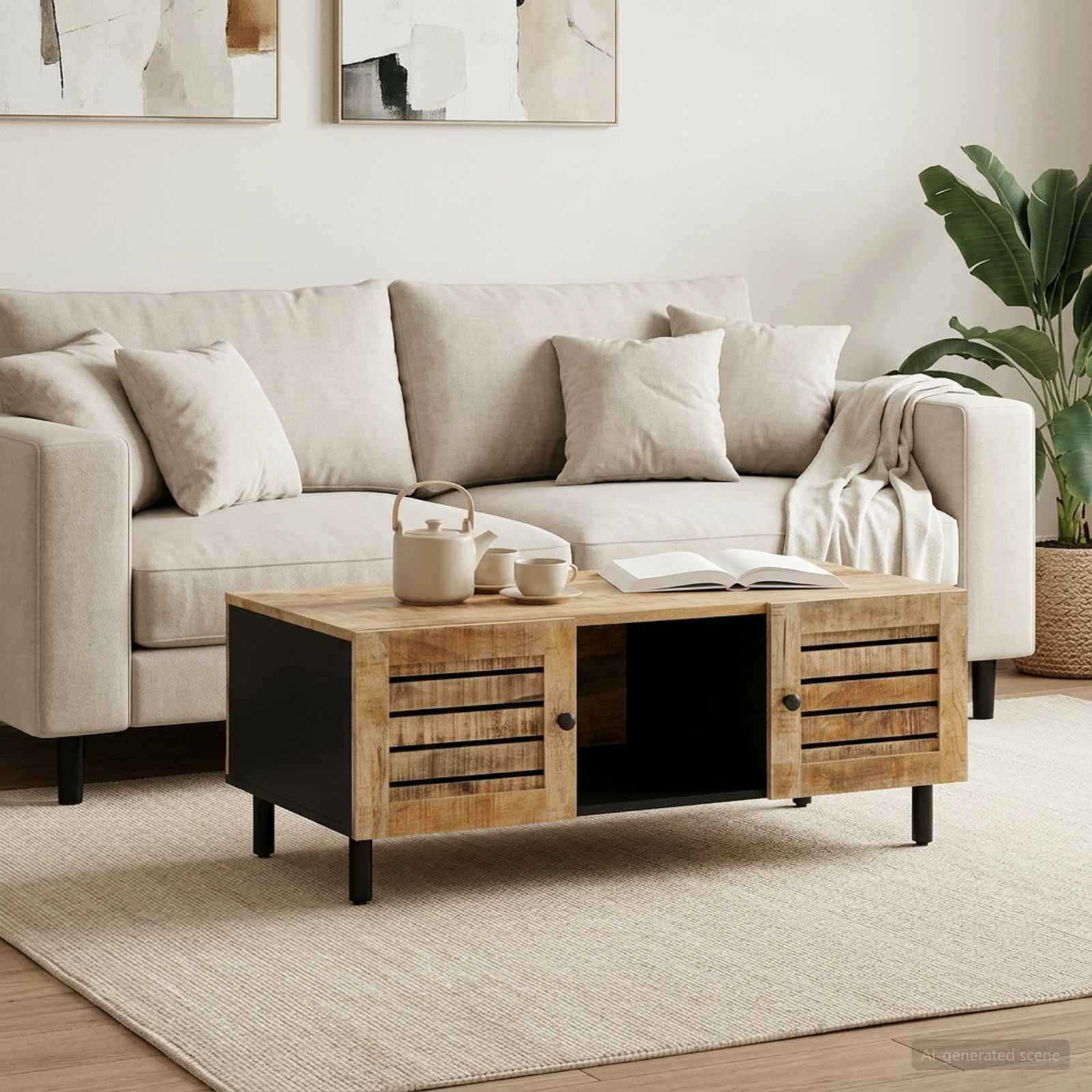vidaXL Masă de cafea natural 100 x 54 x 40 cm Lemn de mango solid