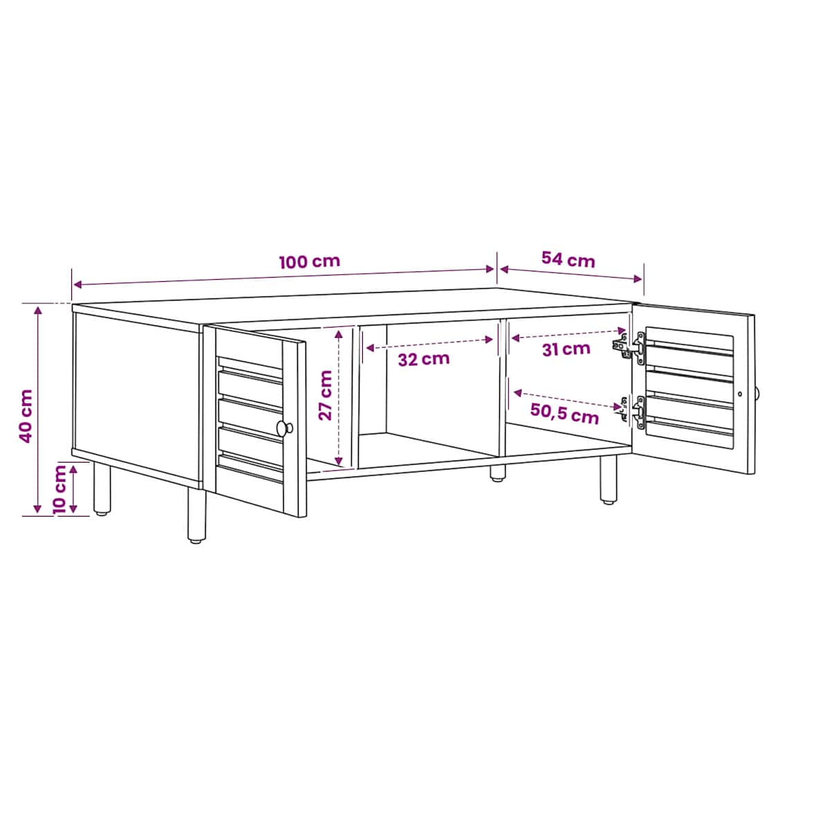 Sofabord Naturfarvet 100 x 54 x 40 cm Massivt mangotræ - Billede 9
