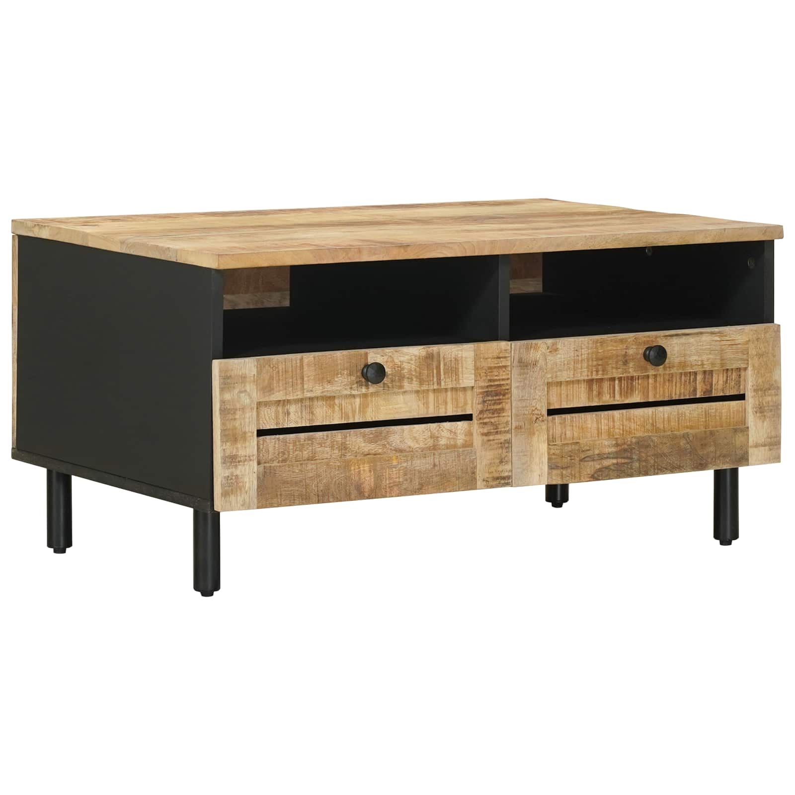 vidaXL Couchtisch Braun und Schwarz 80 x 54 x 40 cm Massivholz Mango – Bild 2