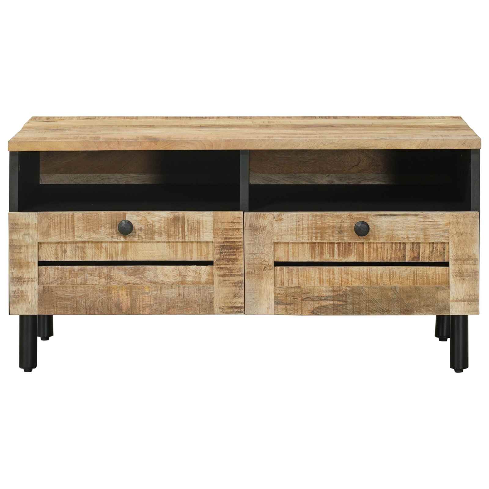 vidaXL Couchtisch Braun und Schwarz 80 x 54 x 40 cm Massivholz Mango – Bild 4