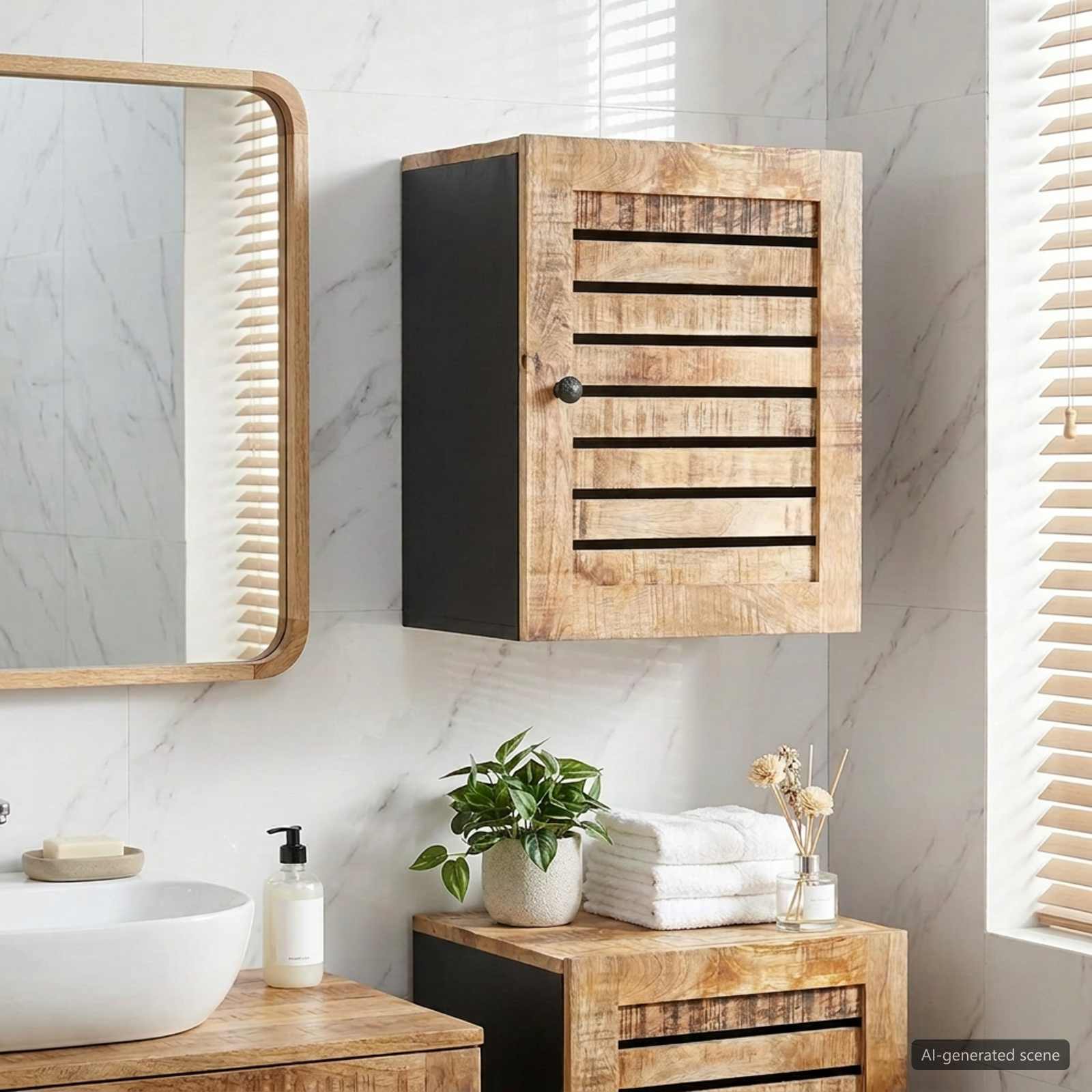 vidaXL Hängeschrank mit Speicher Braun und Schwarz 38 x 33,5 x 48 cm