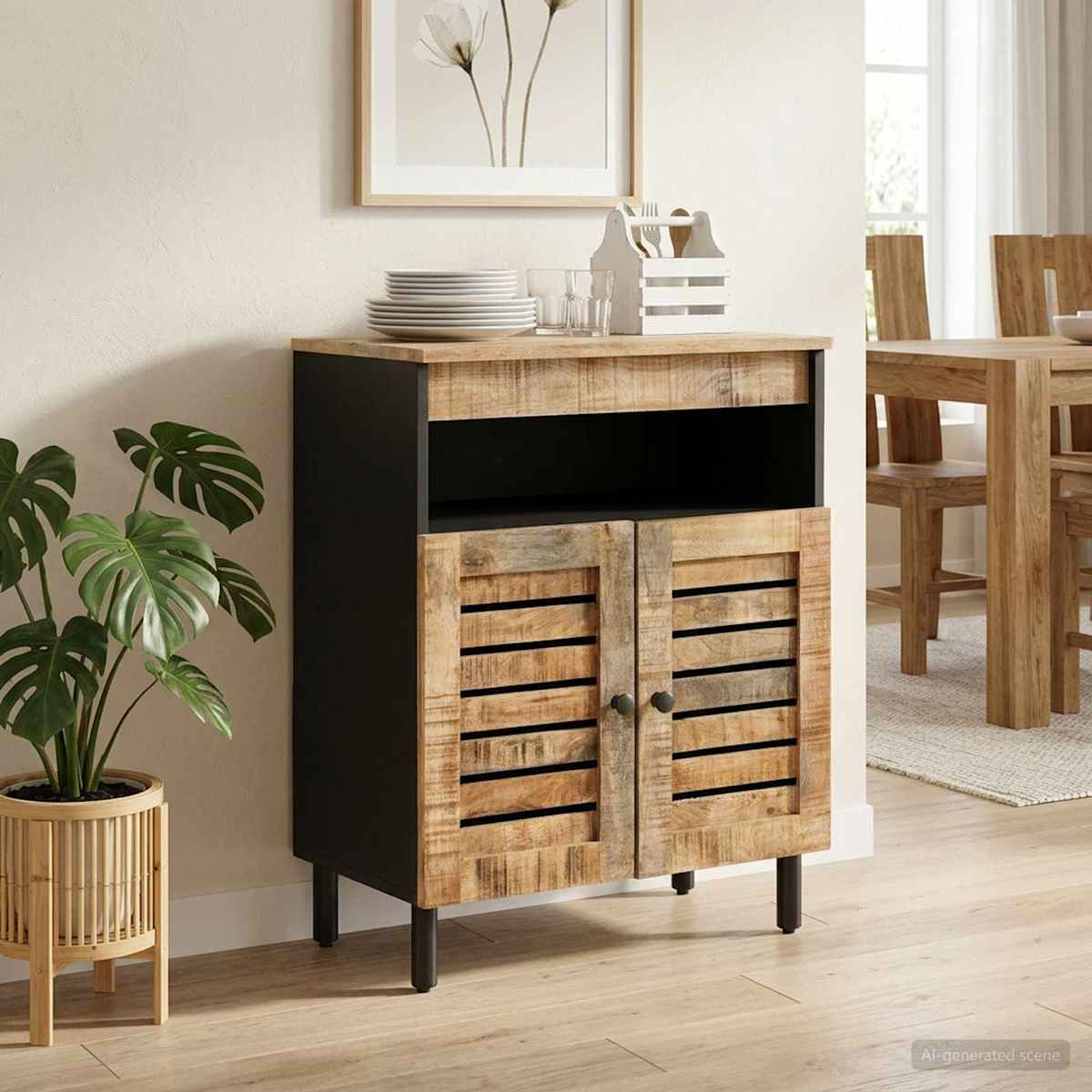 Opbevaringsskabe Naturfarvet 60 x 33 x 75 cm Massivt mangotræ