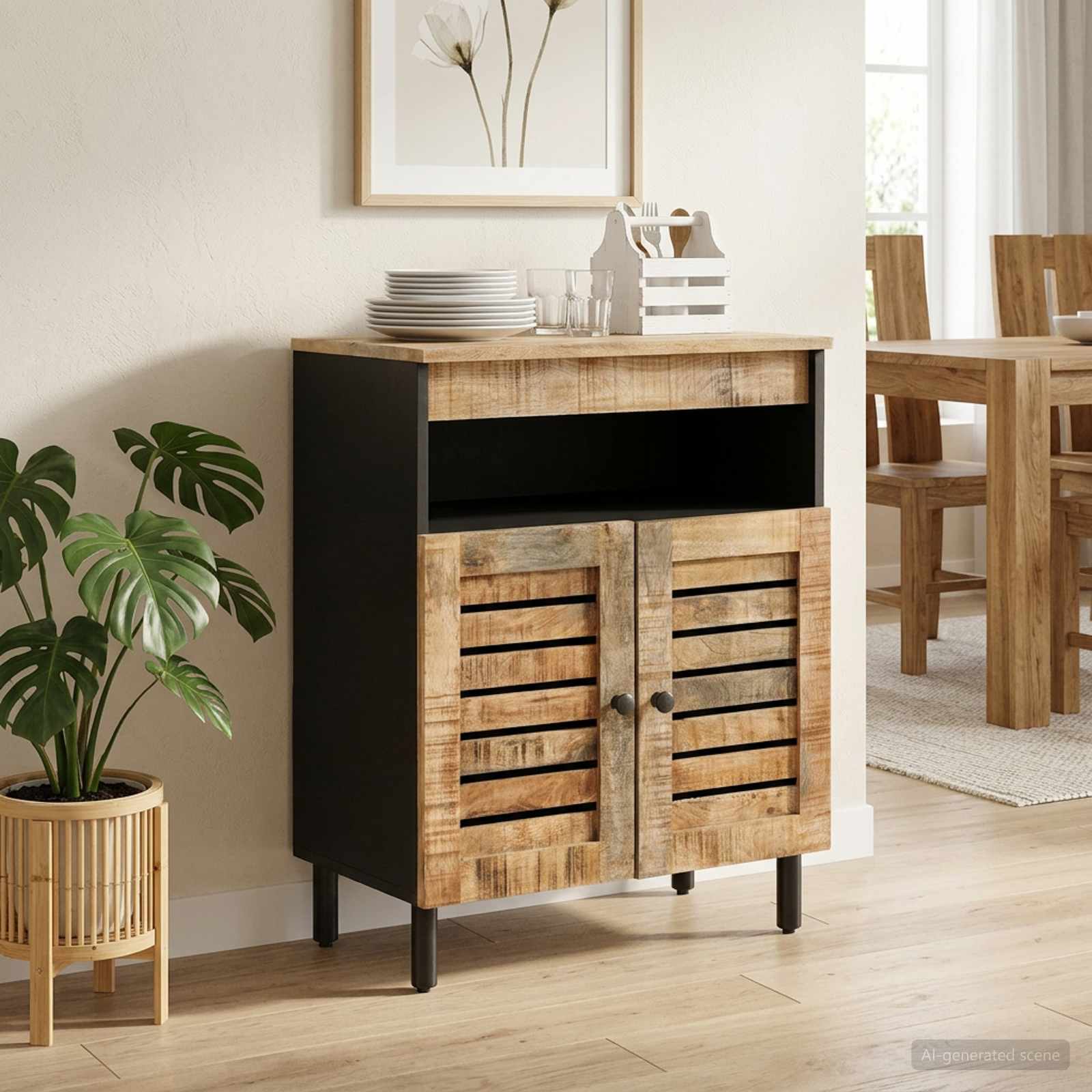 Opslagkasten Naturel 60 x 33 x 75 cm Massief Mango Hout image 1
