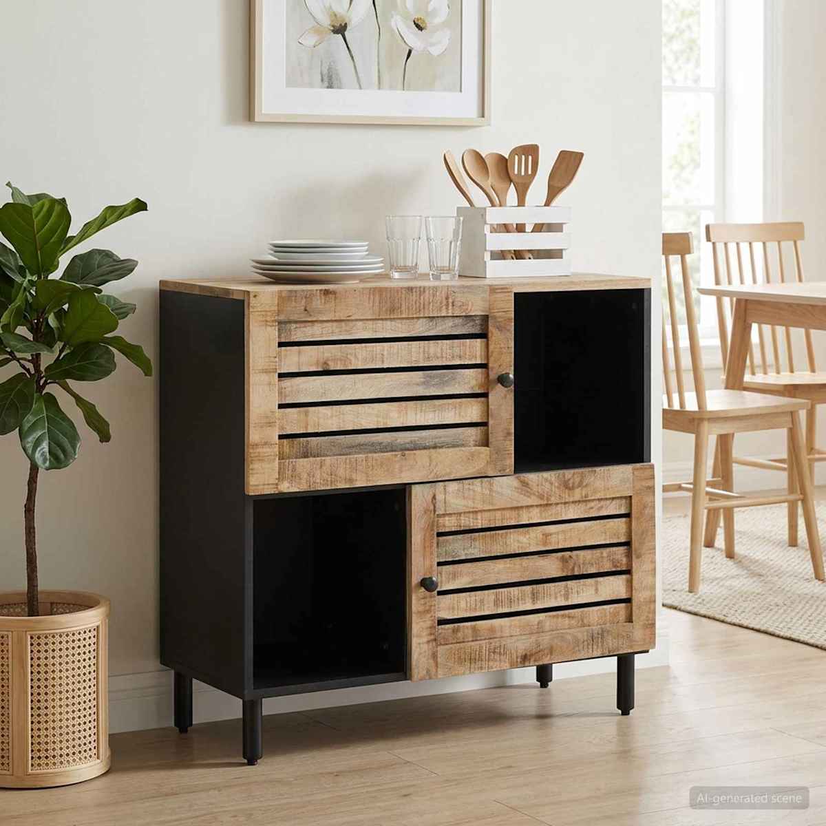 Opbevaringsskabe Brun og sort 80 x 33,5 x 75 cm