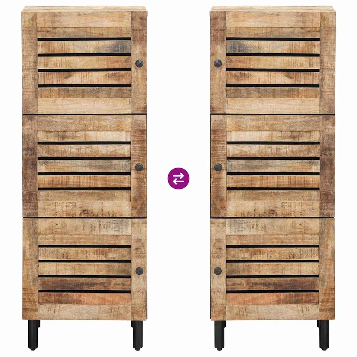 Opbevaringsskabe Naturfarvet 40 x 33 x 110 cm Massivt mangotræ - Billede 8