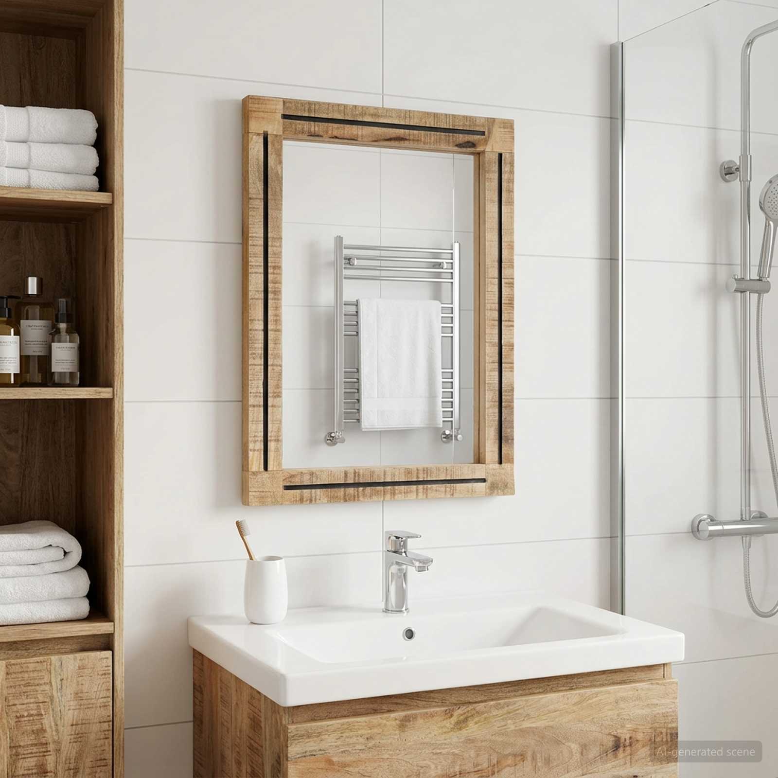vidaXL Spiegel Wandmontiert Braun und Schwarz 70 x 50 x 3 cm Glas