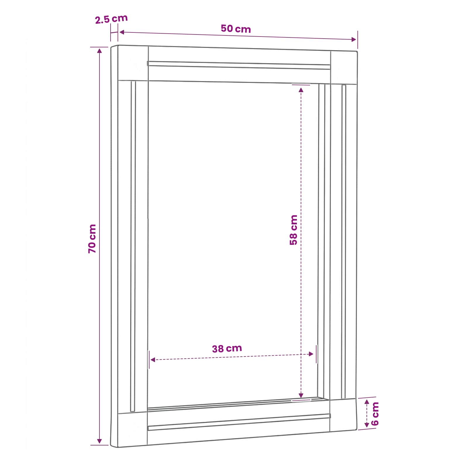 vidaXL Spiegel Wandmontiert Braun und Schwarz 70 x 50 x 3 cm Glas – Bild 10
