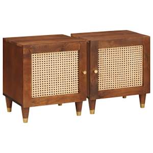 Nočna omarica 2 pcs Rjava 40 x 33,5 x 46 cm Trden akacijev les