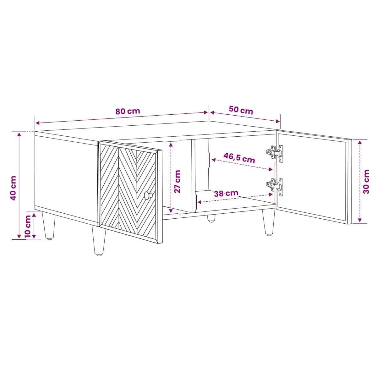 Sofabord Brun 80 x 50 x 40 cm Massivt mangotræ - Billede 11
