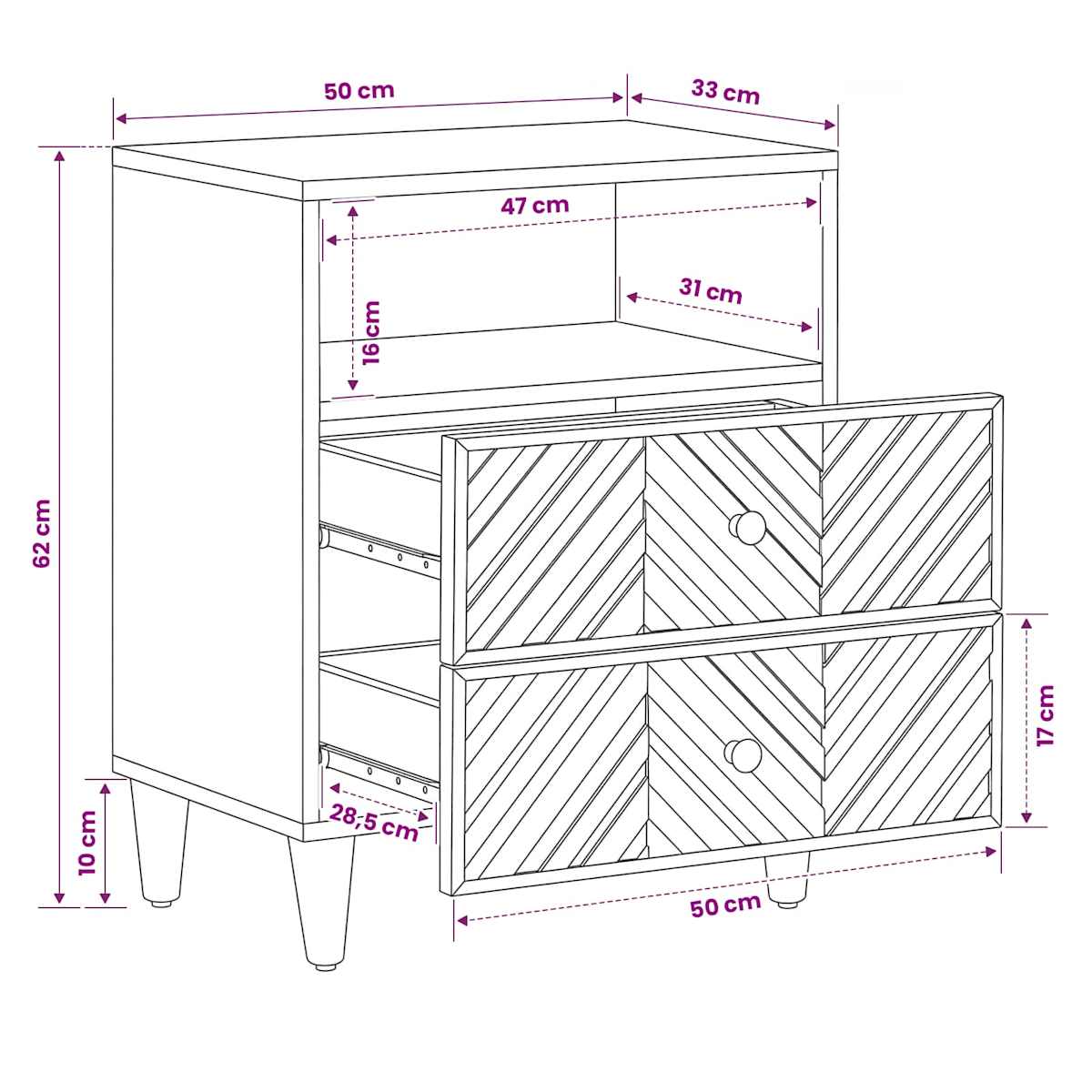 Sengebord Brun 50 x 33 x 60 cm Massivt mangotræ - Billede 11