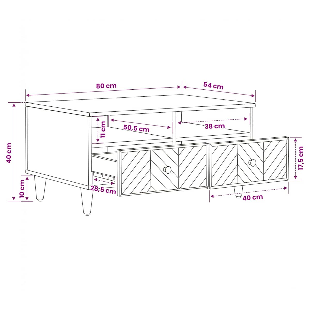 Sofabord Brun 80 x 54 x 40 cm Massivt mangotræ - Billede 11