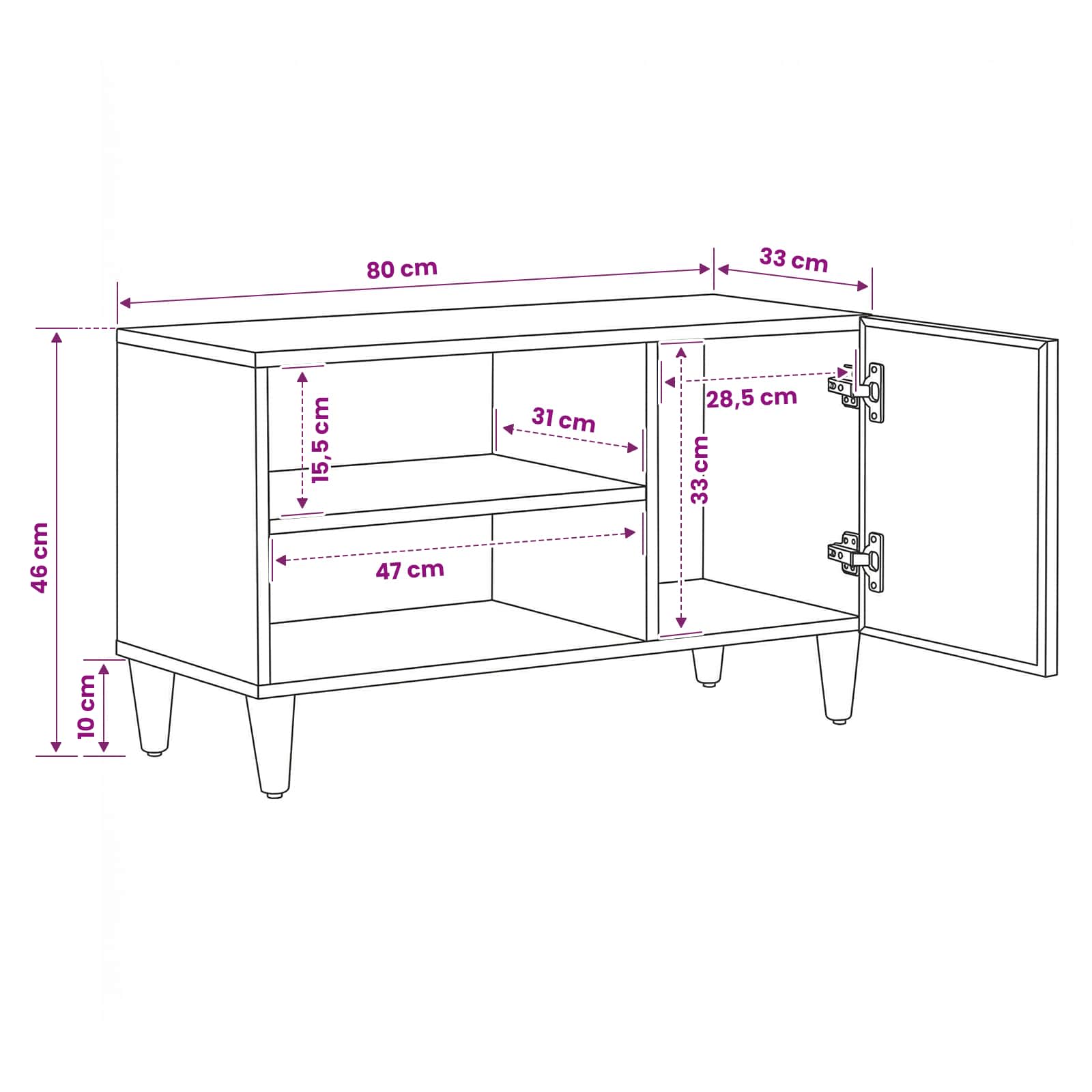 Opslagkasten Bruin 80 x 31,5 x 46 cm Massief Mango Hout image 12