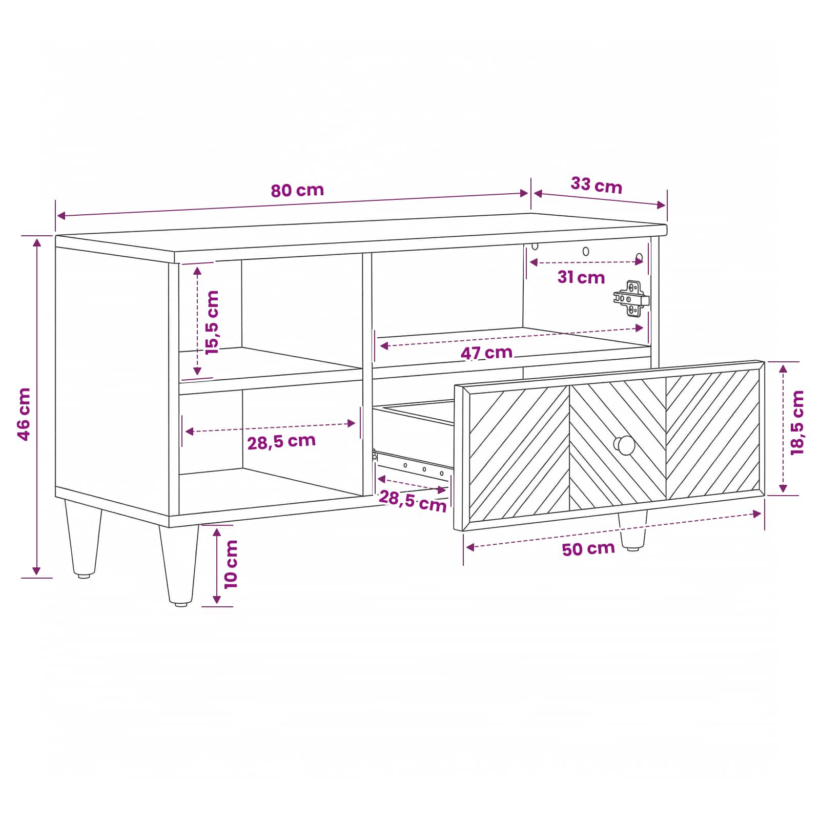 Opslagkasten Bruin 80 x 33,5 x 46 cm Massief Mango Hout image 12
