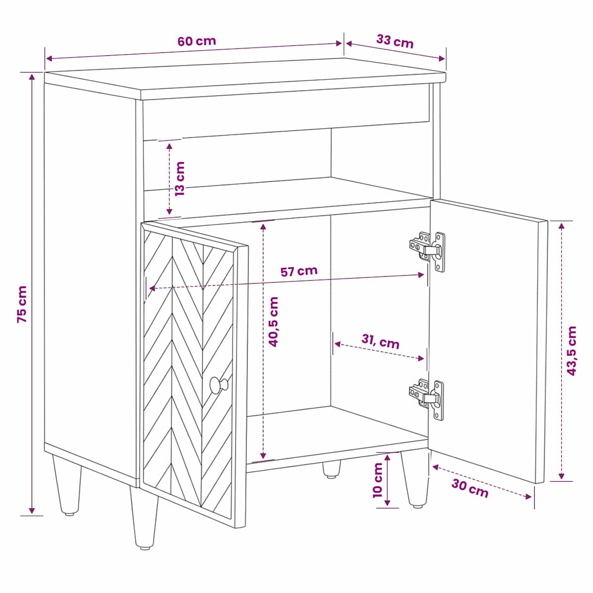 Opbevaringsskabe Brun 60 x 33,5 x 75 cm Massivt mangotræ - Billede 11
