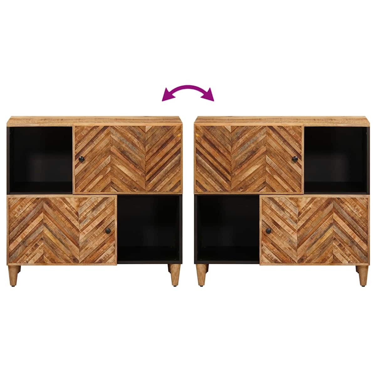 Opbevaringsskabe Brun 80 x 33,5 x 75 cm Massivt mangotræ - Billede 10