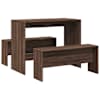 vidaXL 3-osaline s&ouml;&ouml;gilaua ja pingi komplekt Brown Oak Engineered Wood