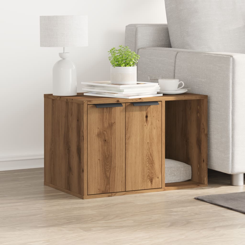 vidaXL Kattenbakkast 60x40x40 cm bewerkt hout artisanaal eikenkleurig afbeelding