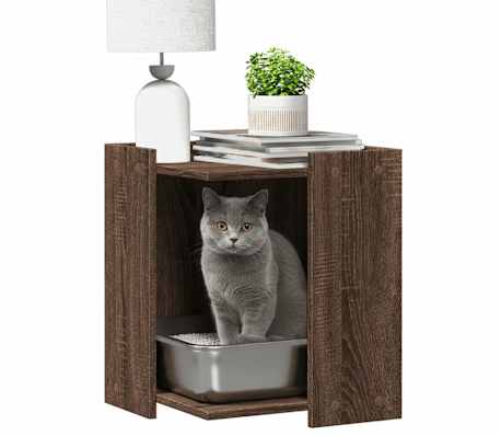 vidaXL Kattenbakkast 42x42x51 cm bewerkt hout bruin eikenkleurig