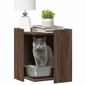 vidaXL Kattenbakkast 42x42x51 cm bewerkt hout bruin eikenkleurig