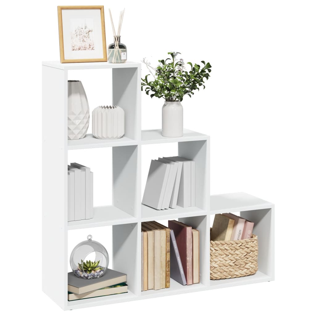 vidaXL Raumteiler-Bücherregal 3 Etagen Weiß 99x29x99 cm Holzwerkstoff