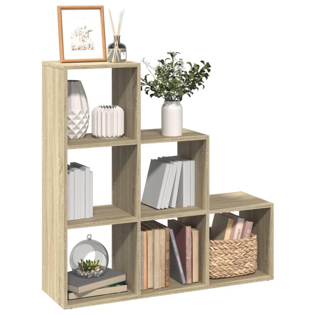 vidaXL Raumteiler-Bücherregal 3 Etagen Sonoma-Eiche 99x29x99 cm