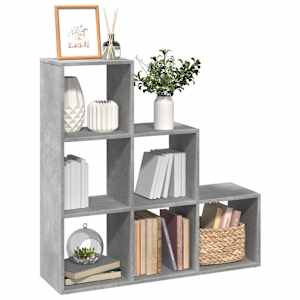 Pregrada s knjižno omaro 3-nadstropna betonsko siva 99x29x99 cm