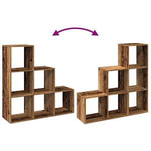 Knihovna/dělící stěna 3patrová old wood 99x29x99 cm kompozit - obrázek 8
