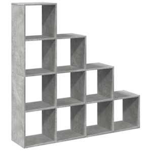 vidaXL ruumijagaja 4 korrust, betoonhall, 131,5x29x131,5 cm, tehispuit