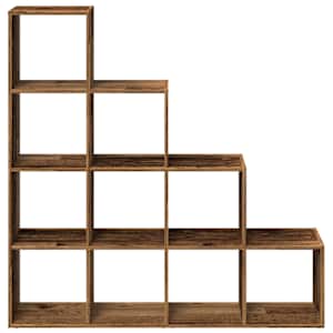 Knihovna/dělící stěna 4patrová old wood 131,5x29x131,5 cm - obrázek 5