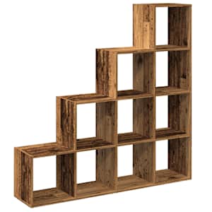 Knihovna/dělící stěna 4patrová old wood 131,5x29x131,5 cm - obrázek 7