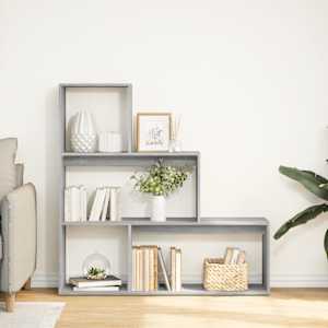 vidaXL &Eacute;tag&egrave;re s&eacute;paratrice de pi&egrave;ce 3niveaux sonoma gris 123x29x123 cm