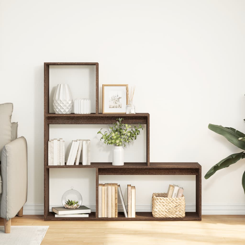 vidaXL Kamerscherm / boekenkast 3-laags 123x29x123 cm hout bruin eiken afbeelding