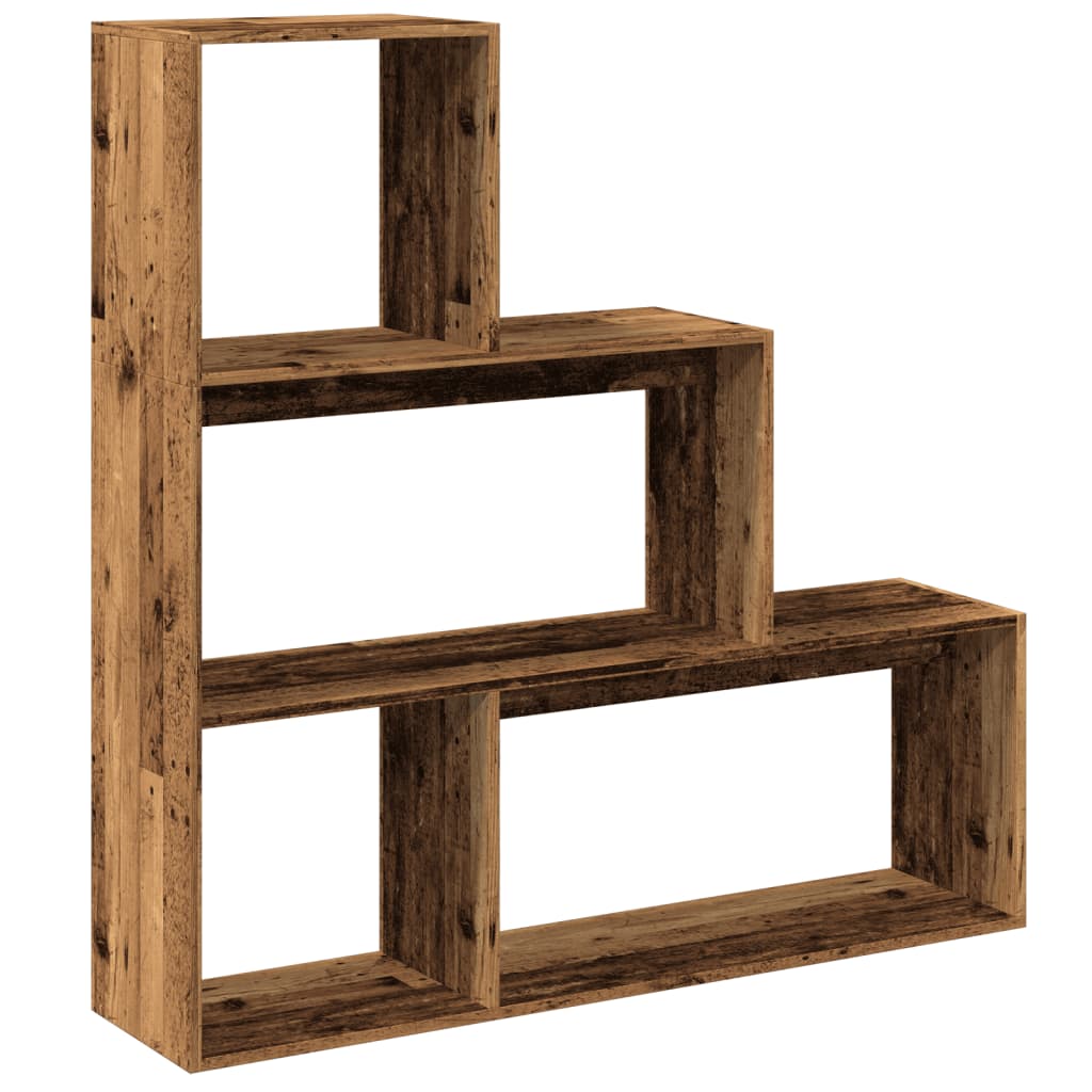 vidaXL Knihovna/dělící stěna 3patrová old wood 123x29x123 cm kompozit
