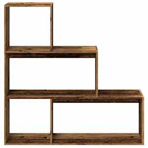 Knihovna/dělící stěna 3patrová old wood 123x29x123 cm kompozit - obrázek 5
