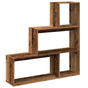 Knihovna/dělící stěna 3patrová old wood 123x29x123 cm kompozit - obrázek 7