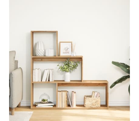 vidaXL Bibliotecă/separator 3 nivel stejar artizanal 123x29x123cm lemn