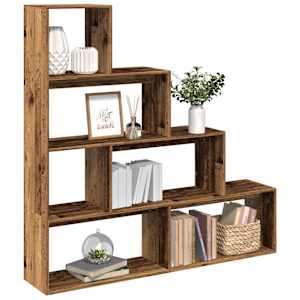 Knihovna/dělící stěna 4patrová old wood 143,5x29x143,5 cm - obrázek 1