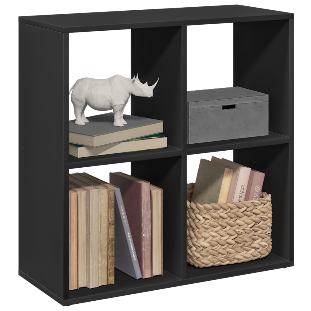 vidaXL Raumteiler-Bücherregal Schwarz 69,5x29x69,5 cm Holzwerkstoff