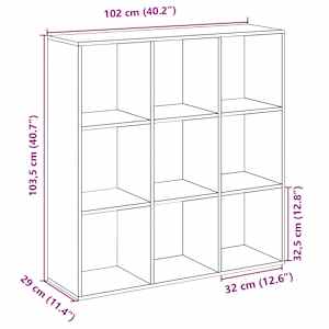 Knihovna/dělící stěna šedá sonoma 102x29x103,5 cm kompozit - obrázek 11