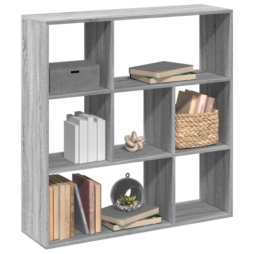 vidaXL Raumteiler-Bücherregal Grau Sonoma 102x29x103,5 cm