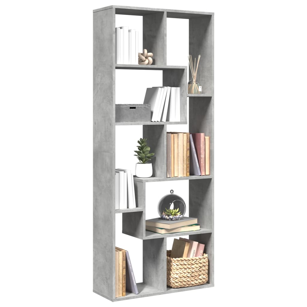 vidaXL Bibliotecă/separator cameră gri beton 67x25x161,5 cm lemn