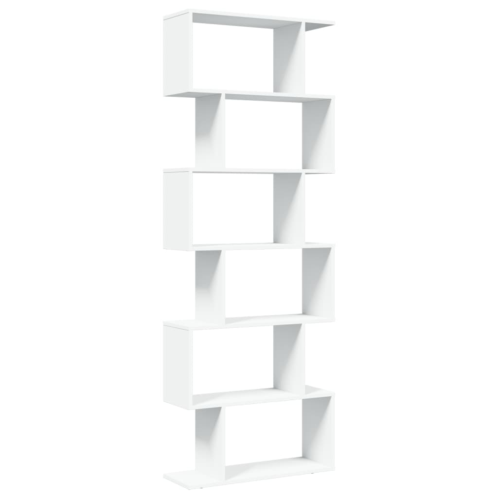 vidaXL Knihovna/dělící stěna 6patrová bílá 70x24x193 cm kompozit