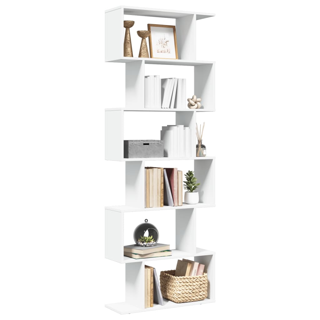 vidaXL Raumteiler-Bücherregal 6 Etagen Weiß 70x24x193 cm Holzwerkstoff