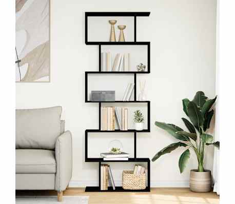 vidaXL Raumteiler-B&uuml;cherregal 6 Etagen Schwarz 70x24x193 cm
