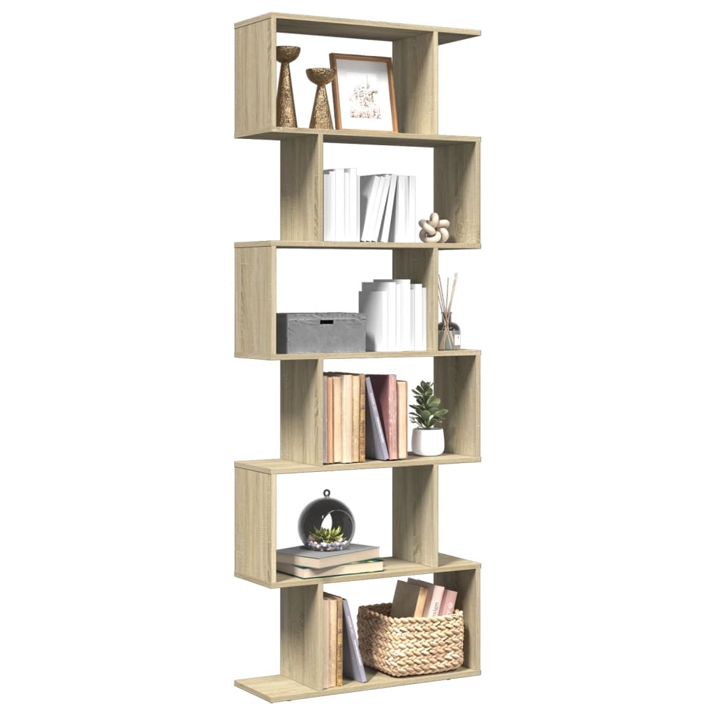 vidaXL Raumteiler-Bücherregal 6 Etagen Sonoma-Eiche 70x24x193 cm