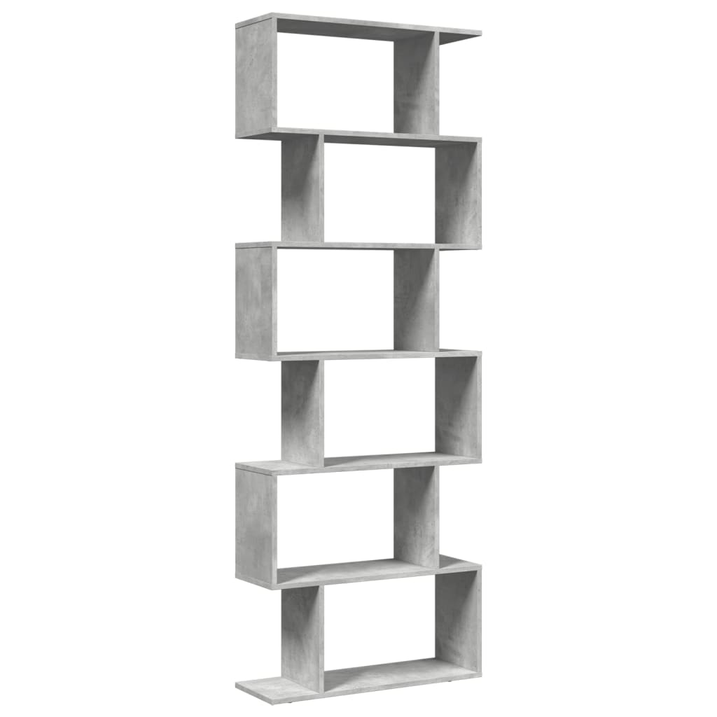 vidaXL Knihovna/dělící stěna 6patrová betonově šedá 70x24x193 cm